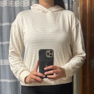 Striped light hoodie cream colored and white